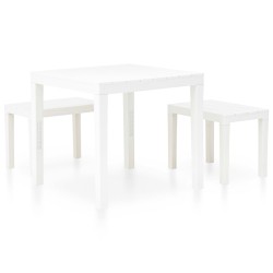 vidaXL Gartentisch mit 2 Bänken Kunststoff Weiß