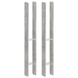 vidaXL Pfostenträger 2 Stk. Silbern 7×6×60 cm Verzinkter Stahl