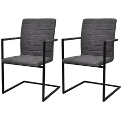 vidaXL Freischwinger 2 Stk. Grau Kunstleder 