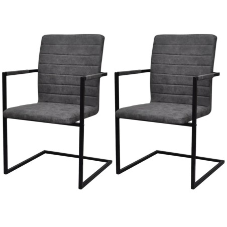 vidaXL Freischwinger 2 Stk. Grau Kunstleder 