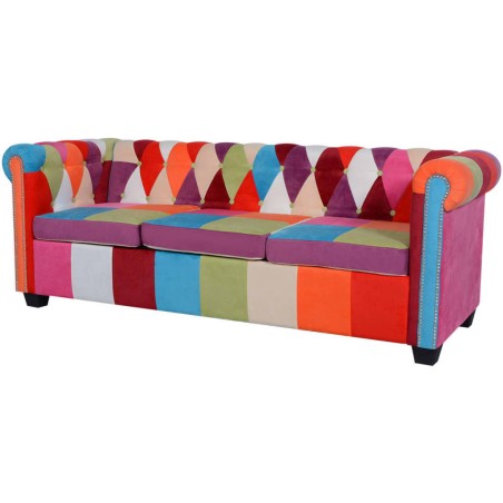 Chesterfield-Sofa 3-Sitzer-Sofa Stoff