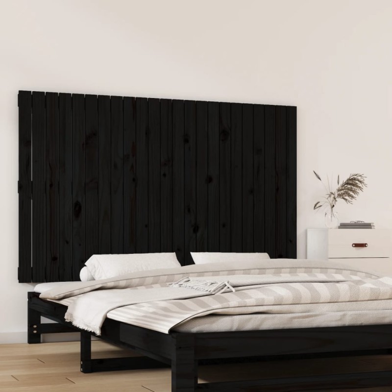 vidaXL Wand-Kopfteil Schwarz 147x3x90 cm Massivholz Kiefer