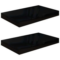 vidaXL Schwebende Wandregale 2 Stk. Hochglanz-Schwarz 40x23x3,8cm MDF 