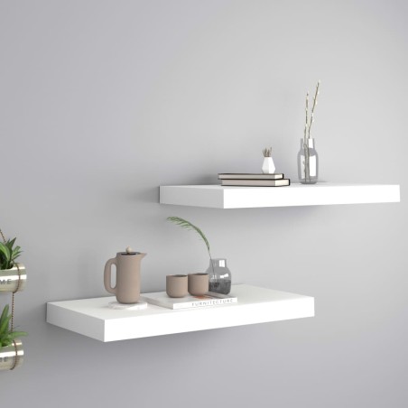 vidaXL Schwebende Wandregale 2 Stk. Weiß 50x23x3,8cm MDF