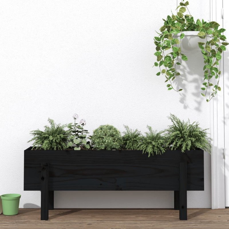 vidaXL Hochbeet Schwarz 101x30x38 cm Massivholz Kiefer vidaXL Hochbeet Schwarz 101x30x38 cm Massivholz Kiefer