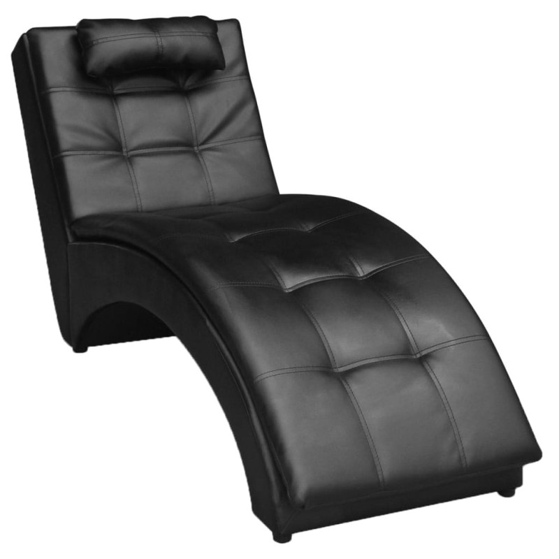 Chaiselongue mit Kissen Schwarz Kunstleder Chaiselongue mit Kissen Schwarz Kunstleder