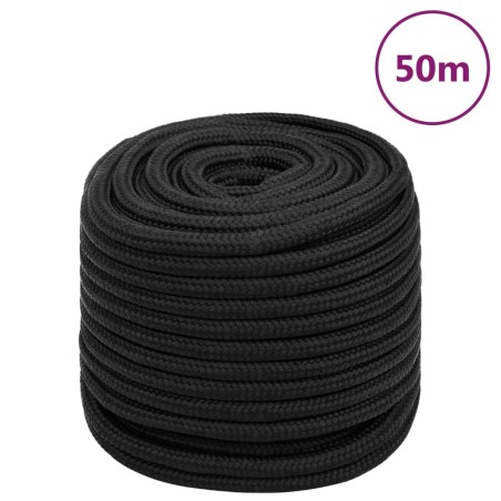 vidaXL Bootsseil Schwarz 16 mm 50 m Polypropylen