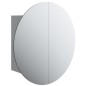 vidaXL Badezimmerschrank mit Rundem Spiegel & LED Grau 47x47x17,5 cm vidaXL Badezimmerschrank mit Rundem Spiegel & LED Grau 47x47x17,5 cm