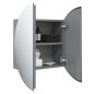 vidaXL Badezimmerschrank mit Rundem Spiegel & LED Grau 47x47x17,5 cm vidaXL Badezimmerschrank mit Rundem Spiegel & LED Grau 47x47x17,5 cm