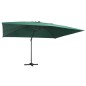vidaXL Ampelschirm mit LED-Leuchten und Aluminium-Mast 400x300 cm Grün vidaXL Ampelschirm mit LED-Leuchten und Aluminium-Mast 400x300 cm Grün