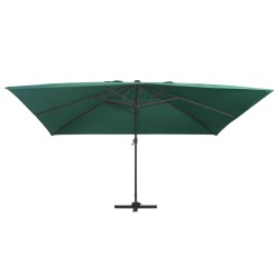 vidaXL Ampelschirm mit LED-Leuchten und Aluminium-Mast 400x300 cm Grün