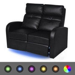 vidaXL Relaxsessel 2-Sitzer mit LED Kunstleder Schwarz