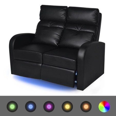 vidaXL Relaxsessel 2-Sitzer mit LED Kunstleder Schwarz