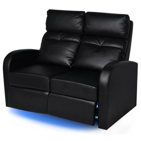 vidaXL Relaxsessel 2-Sitzer mit LED Kunstleder Schwarz