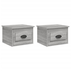 vidaXL Wand-Nachttische 2 Stk. Grau Sonoma 41,5x36x28 cm