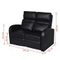 vidaXL Relaxsessel 2-Sitzer mit LED Kunstleder Schwarz vidaXL Relaxsessel 2-Sitzer mit LED Kunstleder Schwarz