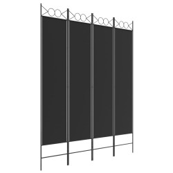 vidaXL 4-tlg. Paravent Schwarz 160x200 cm Stoff