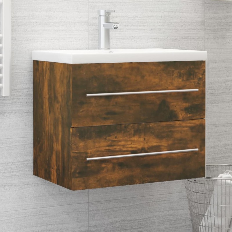 vidaXL Waschbeckenschrank Räuchereiche 60x38,5x48 cm Holzwerkstoff vidaXL Waschbeckenschrank Räuchereiche 60x38,5x48 cm Holzwerkstoff