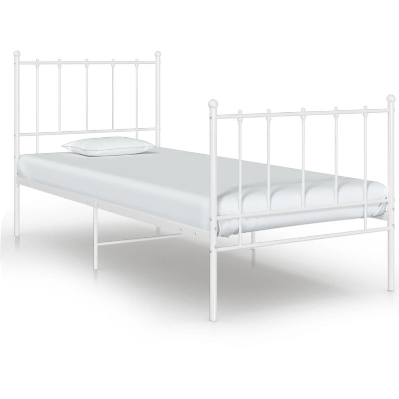 vidaXL Bett Weiß Metall 90x200 cm vidaXL Bett Weiß Metall 90x200 cm