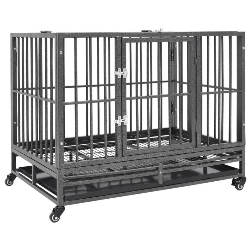 vidaXL Hundekäfig mit Rollen Stahl 92x62x76 cm vidaXL Hundekäfig mit Rollen Stahl 92x62x76 cm