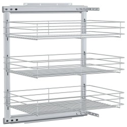 vidaXL 3-stufiger Küchen-Drahtkorb Ausziehbar Silbern 47x35x56 cm