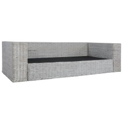 vidaXL 3-Sitzer-Sofa mit Polstern Grau Natürliches Rattan