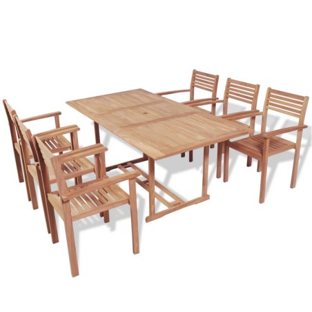 vidaXL 7-tlg. Garten-Essgruppe Teak Massivholz