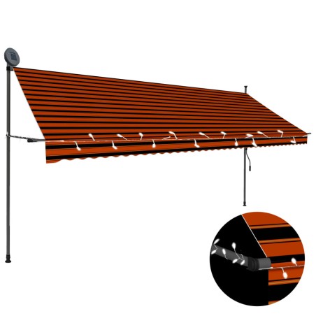 vidaXL Einziehbare Markise Handbetrieben mit LED 400 cm Orange Braun