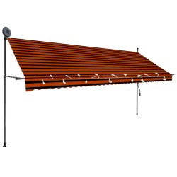 vidaXL Einziehbare Markise Handbetrieben mit LED 400 cm Orange Braun