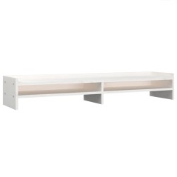 vidaXL Monitorständer Weiß 100x24x16 cm Massivholz Kiefer