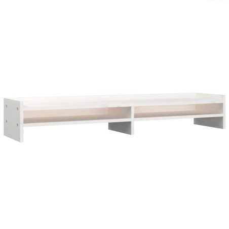 vidaXL Monitorständer Weiß 100x24x16 cm Massivholz Kiefer