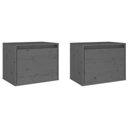 vidaXL Wandschränke 2 Stk. Grau 45x30x35 cm Massivholz Kiefer