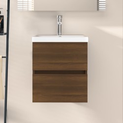 vidaXL Waschbeckenschrank Braun Eiche 41x38,5x45 cm Holzwerkstoff