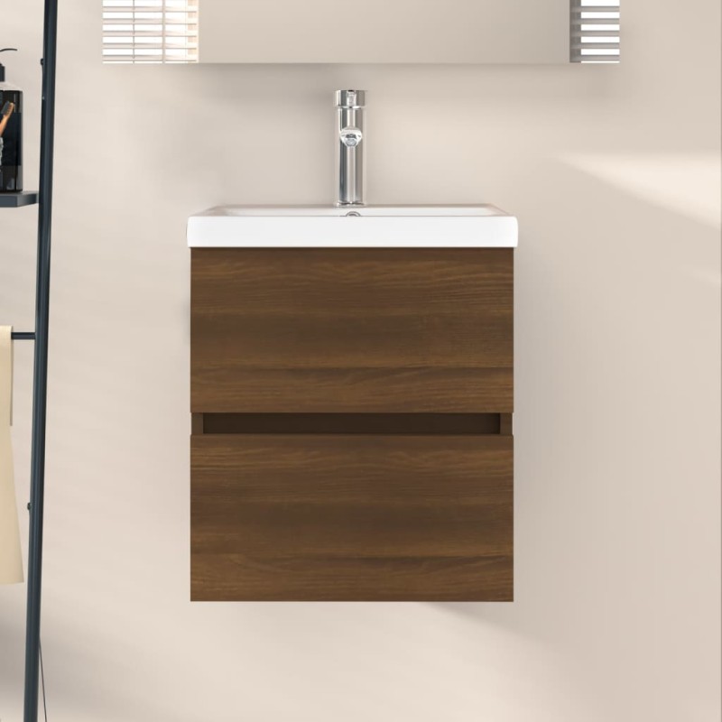vidaXL Waschbeckenschrank Braun Eiche 41x38,5x45 cm Holzwerkstoff vidaXL Waschbeckenschrank Braun Eiche 41x38,5x45 cm Holzwerkstoff
