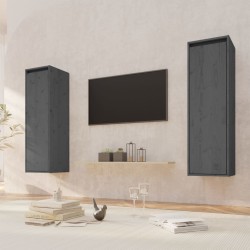 vidaXL Wandschränke 2 Stk. Grau 30x30x100 cm Massivholz Kiefer