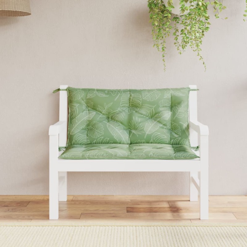 Gartenbank-Auflagen 2 Stk. Blattmuster 100x50x7 cm Stoff Gartenbank-Auflagen 2 Stk. Blattmuster 100x50x7 cm Stoff