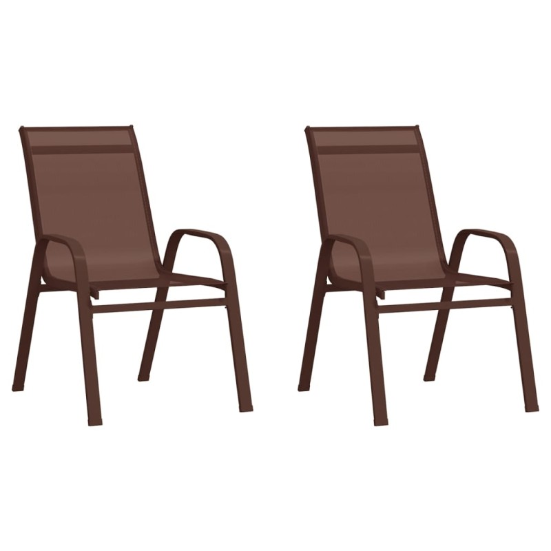 vidaXL Stapelbare Gartenstühle 2 Stk. Braun Textilene vidaXL Stapelbare Gartenstühle 2 Stk. Braun Textilene