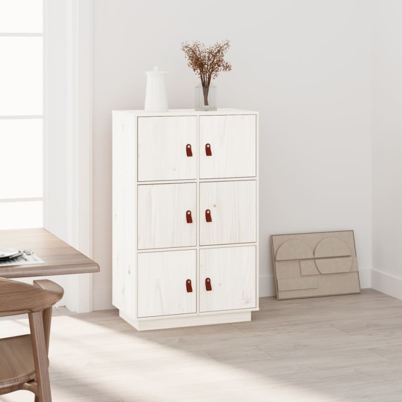 vidaXL Highboard Weiß 67x40x108,5 cm Massivholz Kiefer vidaXL Highboard Weiß 67x40x108,5 cm Massivholz Kiefer