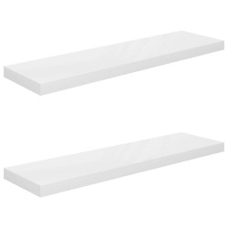 vidaXL Schweberegale 2 Stk. Hochglanz-Weiß 90x23,5x3,8 cm MDF