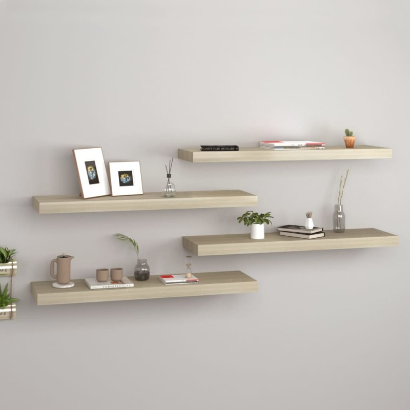 vidaXL Schweberegale 4 Stk. Eiche-Optik 80x23,5x3,8 cm MDF vidaXL Schweberegale 4 Stk. Eiche-Optik 80x23,5x3,8 cm MDF