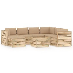 vidaXL 8-tlg. Garten-Lounge-Set mit Kissen Grün Imprägniertes Holz