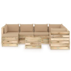 vidaXL 8-tlg. Garten-Lounge-Set mit Kissen Grün Imprägniertes Holz