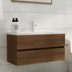 vidaXL Waschbeckenschrank Braun Eiche 90x38,5x45 cm Holzwerkstoff