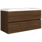 vidaXL Waschbeckenschrank Braun Eiche 90x38,5x45 cm Holzwerkstoff vidaXL Waschbeckenschrank Braun Eiche 90x38,5x45 cm Holzwerkstoff