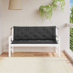 Gartenbank-Auflagen 2 Stk. Schwarz Karomuster 150x50x7 cm Stoff