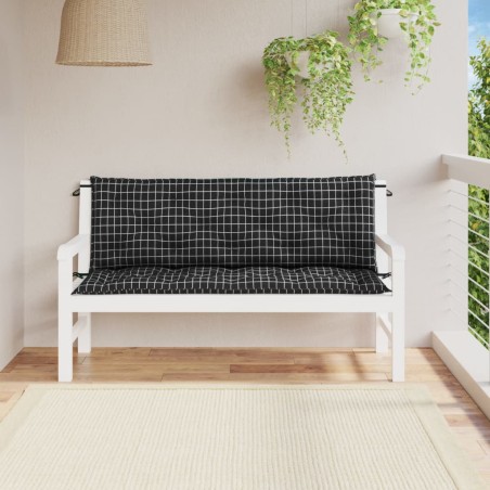 Gartenbank-Auflagen 2 Stk. Schwarz Karomuster 150x50x7 cm Stoff
