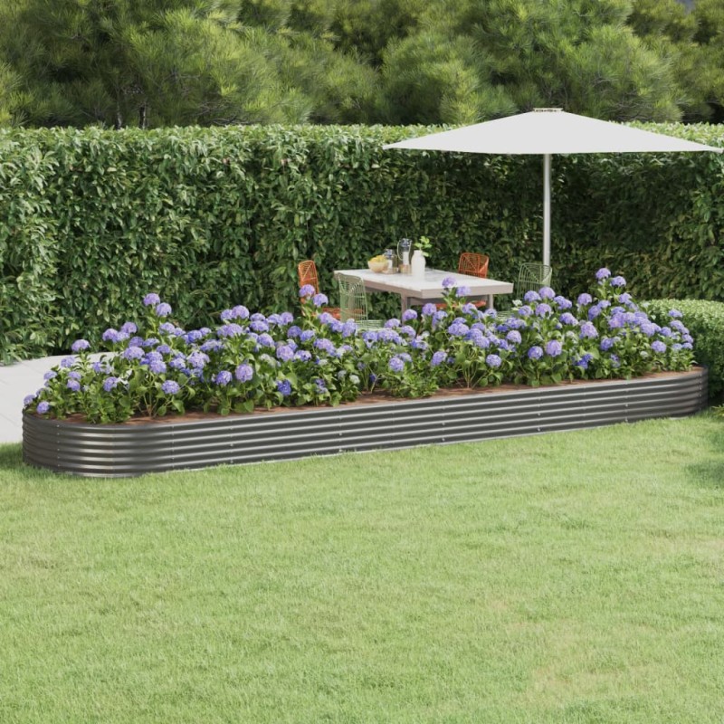 vidaXL Hochbeet Pulverbeschichteter Stahl 523x140x36 cm Grau vidaXL Hochbeet Pulverbeschichteter Stahl 523x140x36 cm Grau