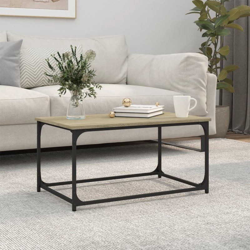 vidaXL Couchtisch Sonoma-Eiche 80x50x40 cm Holzwerkstoff und Eisen vidaXL Couchtisch Sonoma-Eiche 80x50x40 cm Holzwerkstoff und Eisen
