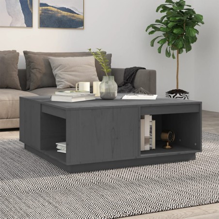 vidaXL Couchtisch Grau 100x101x40,5 cm Massivholz Kiefer