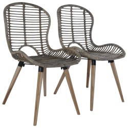 vidaXL Esszimmerstühle 4 Stk. Braun Natürliches Rattan